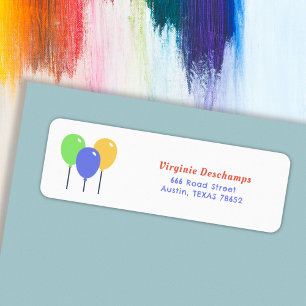 Colored Balloons Return Address Label