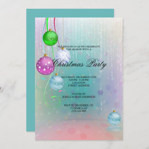 Colored Baubles & Decorations Christmas Party Invitation