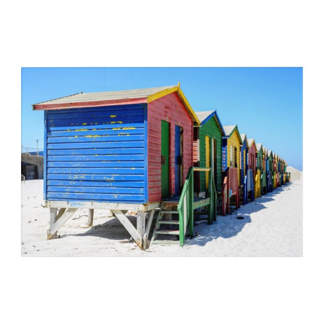 Colored Beach Huts Acrylic Print (Front)