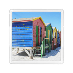 Colored Beach Huts Acrylic Tray