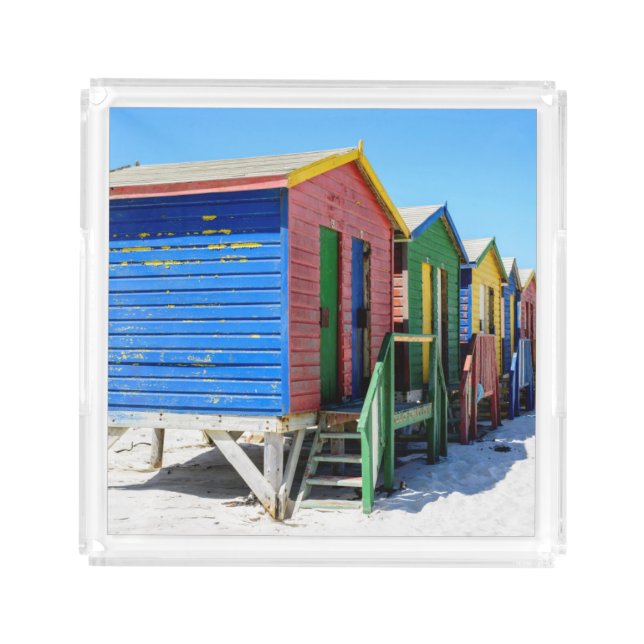 Colored Beach Huts Acrylic Tray (Front)