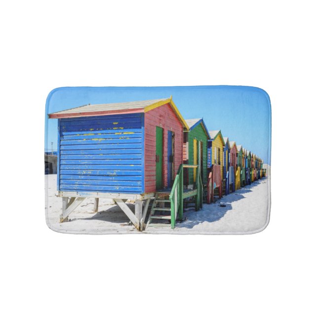 Colored Beach Huts Bathroom Mat (Front)