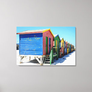 Colored Beach Huts Canvas Print