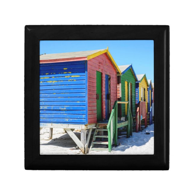 Colored Beach Huts Keepsake Box (Front)