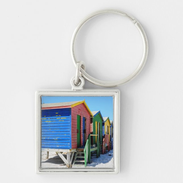 Colored Beach Huts Keychain (Front)