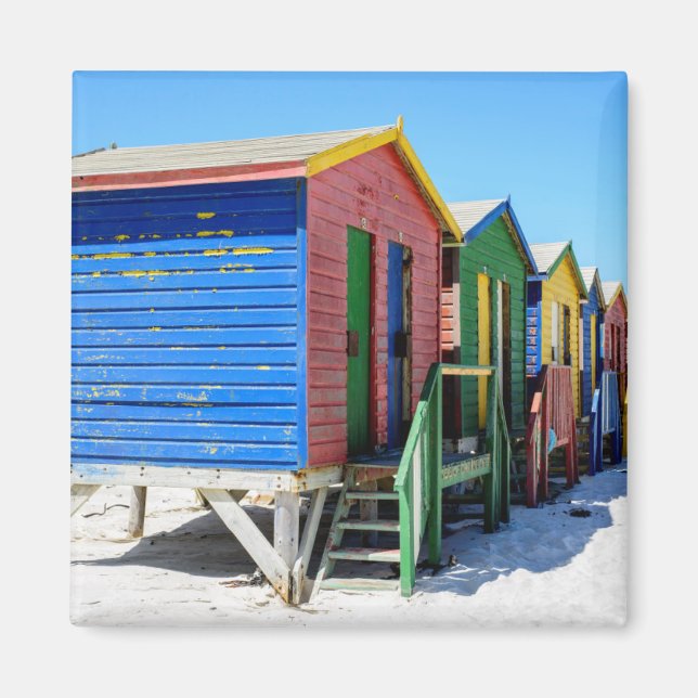 Colored Beach Huts Magnet (Front)
