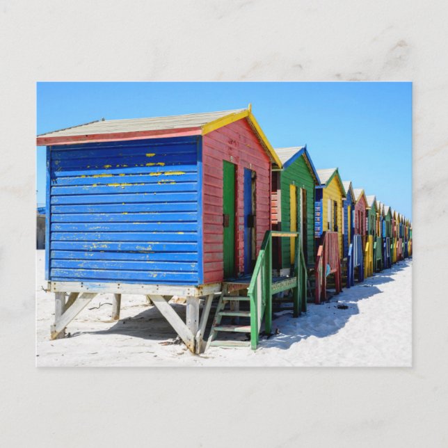 Colored Beach Huts Postcard (Front)