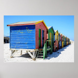 Colored Beach Huts Poster