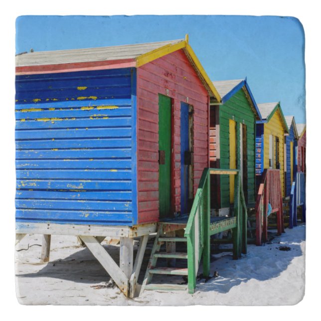 Colored Beach Huts Trivet (Front)