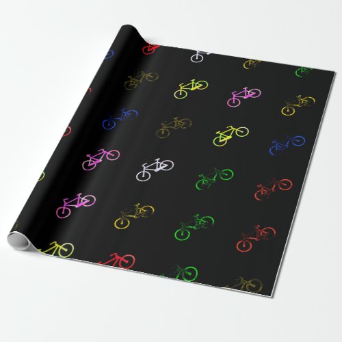 Colored bicycles wrapping paper