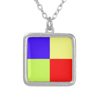 Colored Block Art Silver Plated Necklace