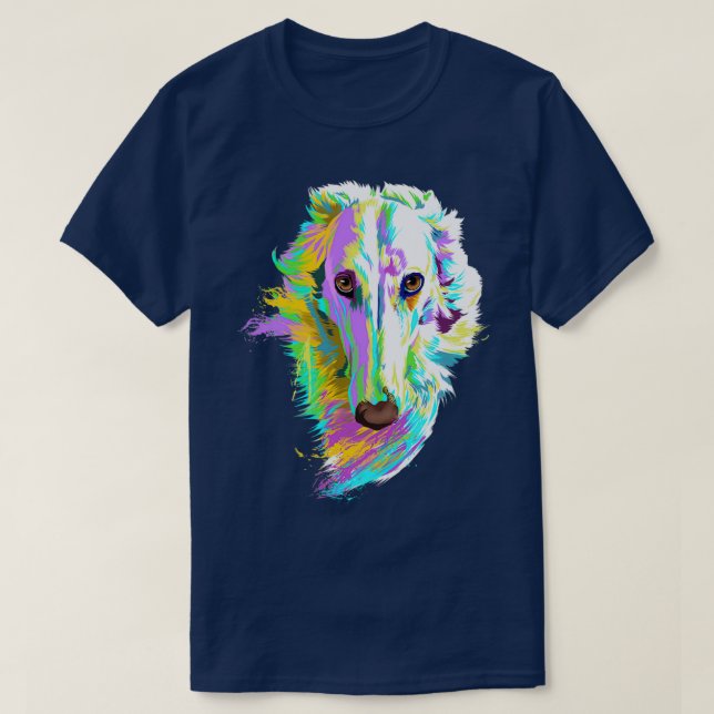 Colored Borzoi Dog  T-Shirt (Design Front)
