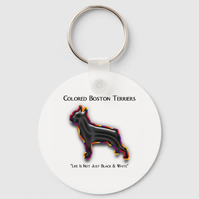 Colored Boston Terrier Keychain (Front)
