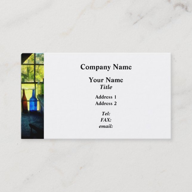 Colored Bottles on Steps Business Card (Front)