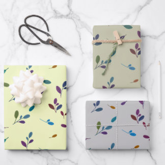 Colored branches/leaves wrapping paper sheets
