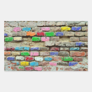 colored bricks wall grunge texture pattern rectangular sticker