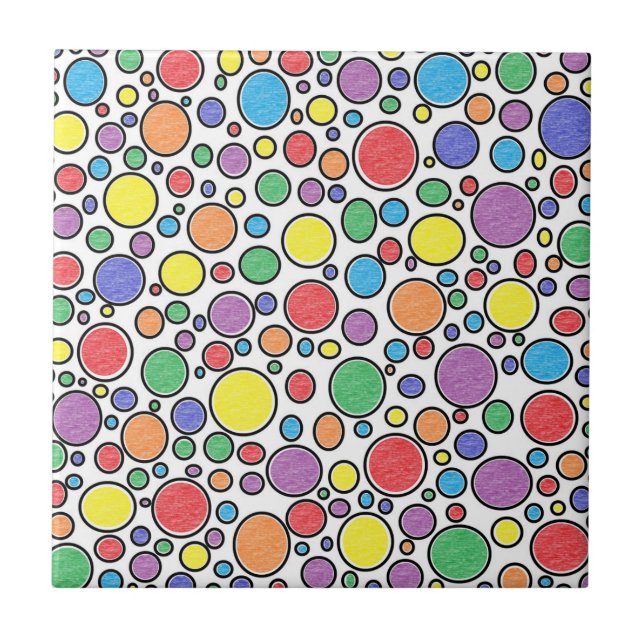 Colored Bubbles Ceramic Tile (Front)