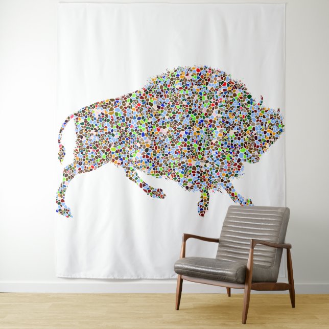 Colored Bull Tapestry (In Situ)