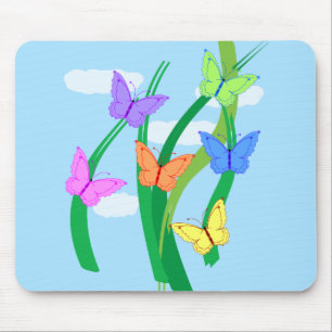 Colored Butterflies and Sky Mouse Pad