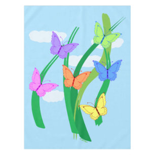 Colored Butterflies and Sky Tablecloth