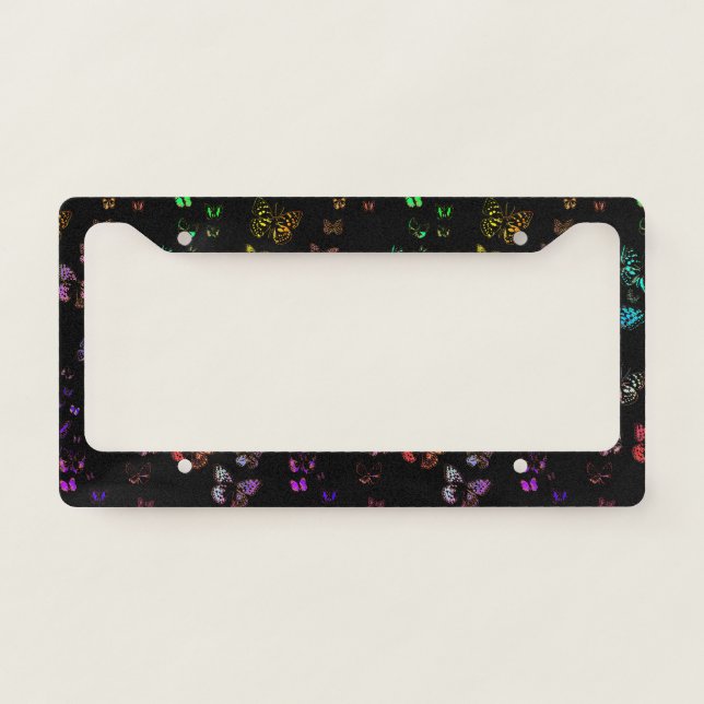 Colored Butterflies License Plate Frame (Front)