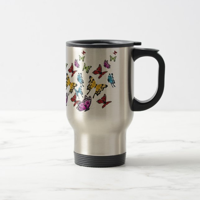 Colored Butterflies Spring Travel Mug (Right)
