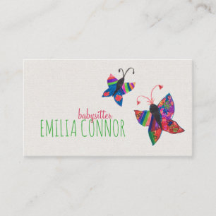 Colored Butterfly Sketch Babysitter Business Card