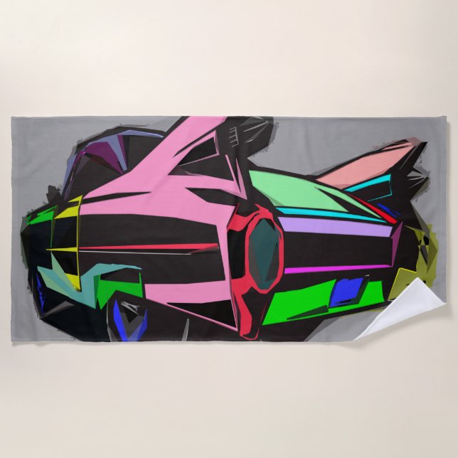 Colored cadillac beach towel (Front)