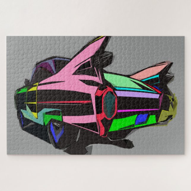 Colored cadillac jigsaw puzzle (Horizontal)
