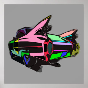Colored cadillac poster