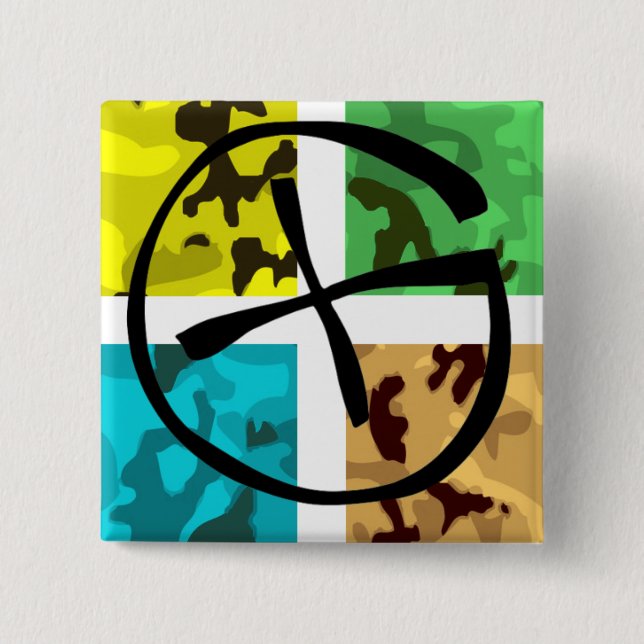 Colored Camo Geocaching Logo Button (Front)