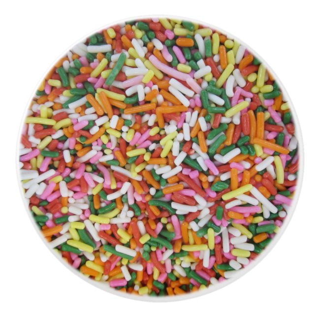 colored Candy sprinkes Texture Template Ceramic Knob (Front)