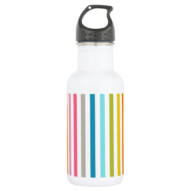 Colored Candy Stripes Water Bottle (Front)
