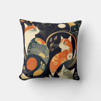 Colored cats illustration throw pillow