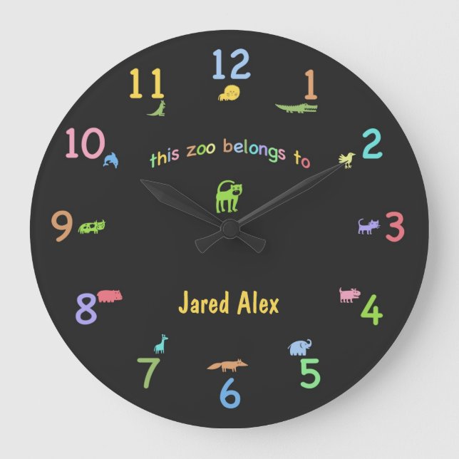 Colored Chalk Custom Animal Clock (Front)