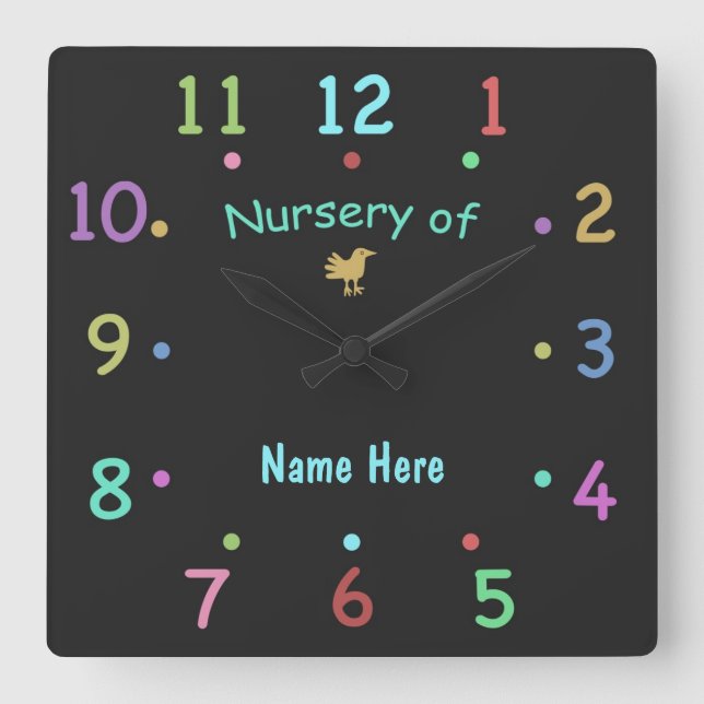 Colored Chalk Custom Nursery Clock (Front)