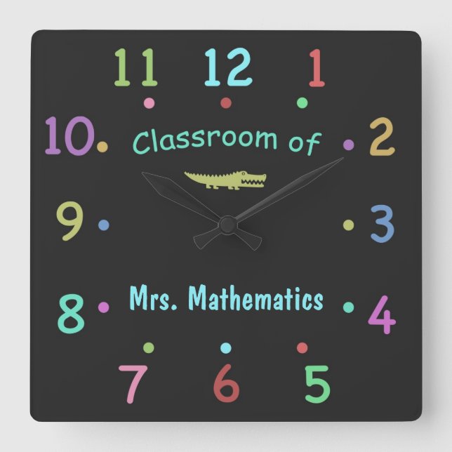 Colored Chalk Custom Teacher Clock (Front)