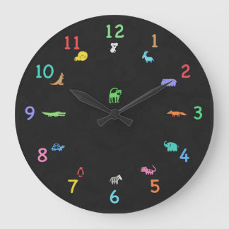 Colored Chalk Zoo Animal Clock