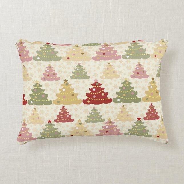 Colored Christmas tree Accent Pillow (Front)
