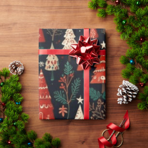 Colored Christmas trees Wrapping Paper