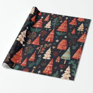 Colored Christmas trees Wrapping Paper