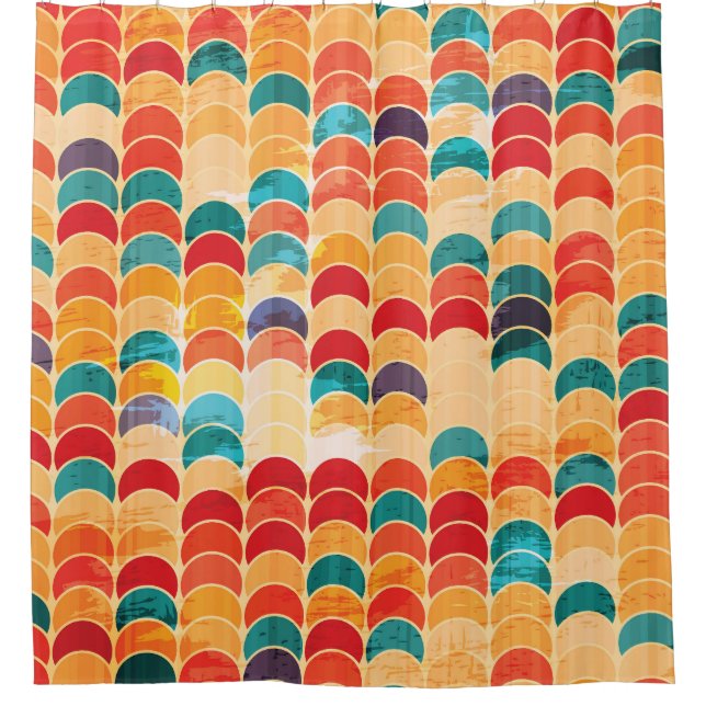 Colored Circle: Grunge Seamless Pattern. Shower Curtain (Front)