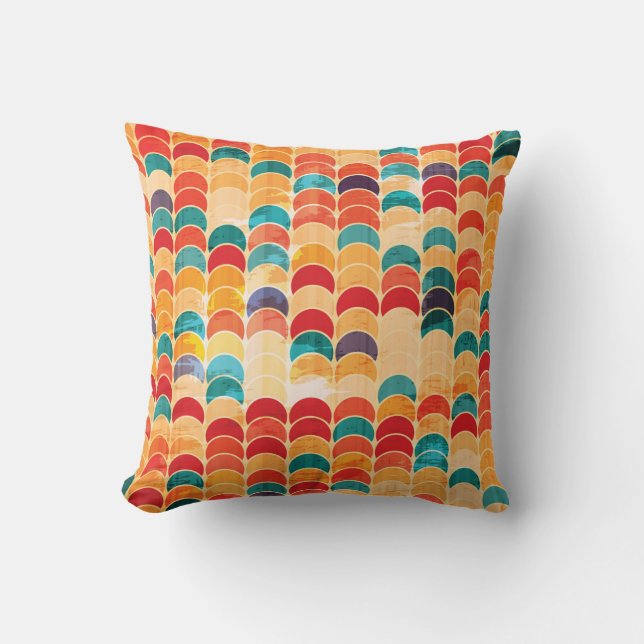 Colored Circle: Grunge Seamless Pattern. Throw Pillow (Front)