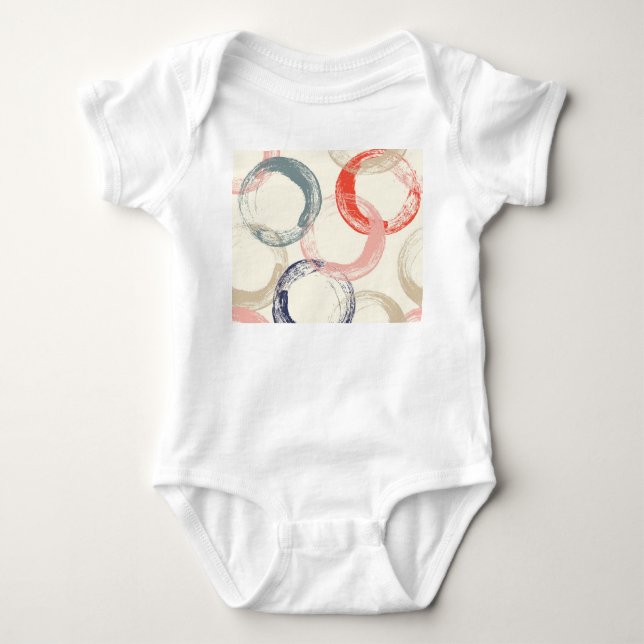 Colored Circles Brush Texture Pattern Baby Bodysuit (Front)