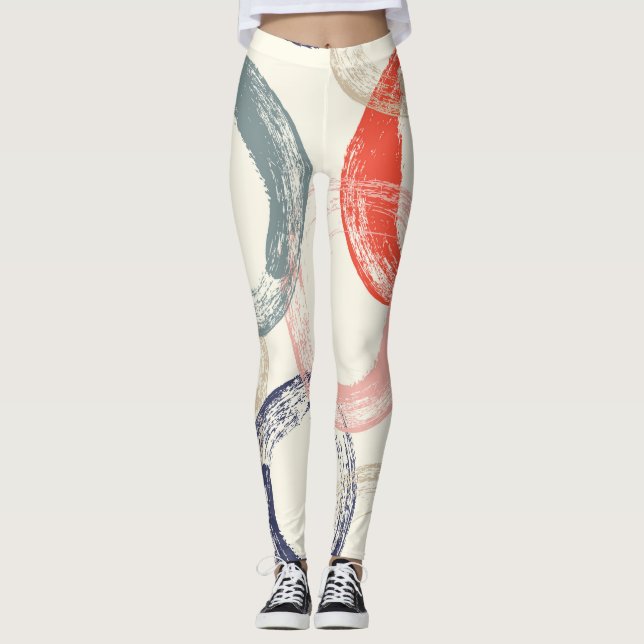 Colored Circles Brush Texture Pattern Leggings (Front)