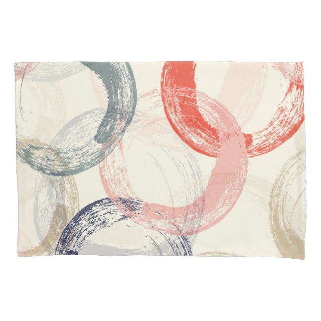 Colored Circles Brush Texture Pattern Pillow Case (Front)