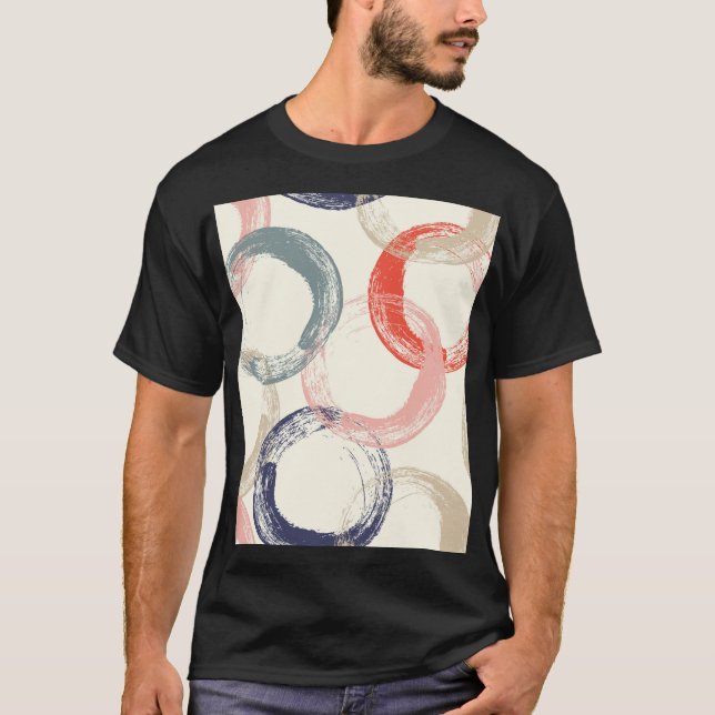 Colored Circles Brush Texture Pattern T-Shirt (Front)