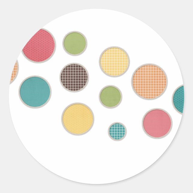 colored circles in silver frames classic round sticker (Front)