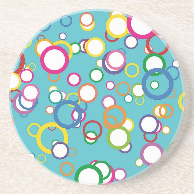 Colored Circles Sandstone Coaster (Front)