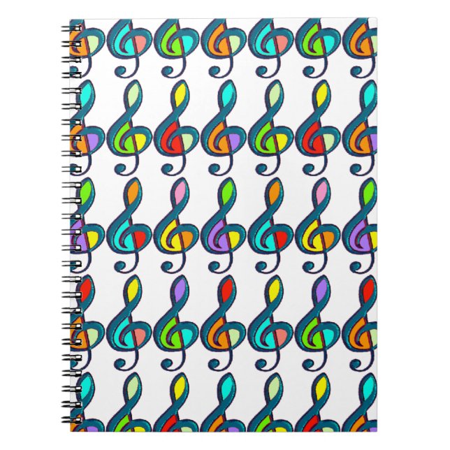 colored clave music notes pattern notebook (Front)